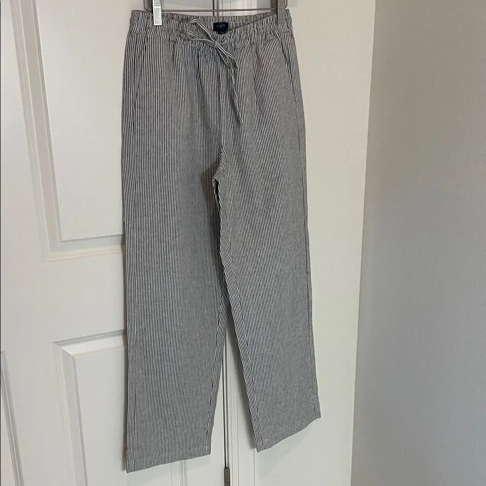 NWT J. Crew Black and White Seersucker Linen Pants